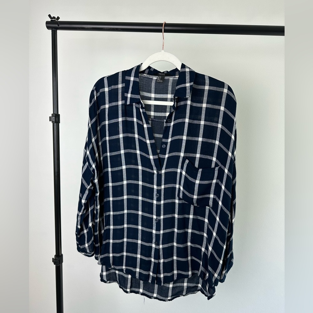 Forever 21 Oversized Plaid Button Up